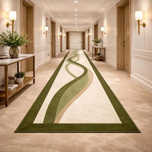 Modern Green Wave <b>Runner</b> <b>Rug</b> Long Hallway Carpet Contemporary Abstract Floor Mat Non Slip Home Decor Accent Lux Style Chic Indoo - Product Image 2