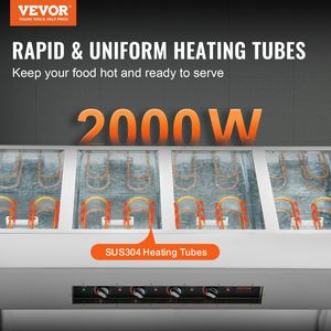 Scaldavivande Professionale Commerciale a 4 Vasche 20.6QT, Tavolo Elettrico a Vapore 2000W, Attrezzatura per Mantenimento Calore con 4 Ruote per Buffet - Product Image 2