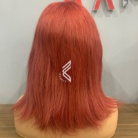 Perruques longues en cheveux vierges européens, rouge clair, avec dentelle transparente, lisses ou ondulées naturelles, pour coiffeurs, vente en gros, livraison rapide
