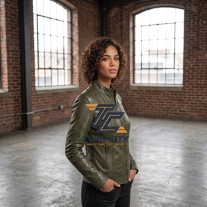 2026 New Luxury Fashionable Stylish Genuine Sheep Skin Women's Cropped Motorcycle <b>Jacket</b> Embroidery Quilted Eco-Friendly Winter - Product Image 6