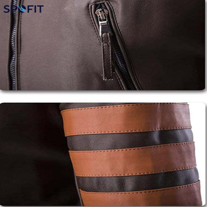 Veste d'hiver pour homme en cuir véritable et toile avec fermeture éclair, style Wolverine, manteau décontracté de type locomotive, bomber Logan, coupe slim, coupe-vent et imperméable - Product Image 5
