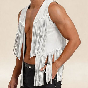 <b>Men</b> Vintage Fringe Vest <b>Suede</b> Leather Western Cowboy Sleeveless <b>Jacket</b> Tassel Biker Rodeo OEM <b>Jacket</b> Premium OEM Apparel - Product Image 1