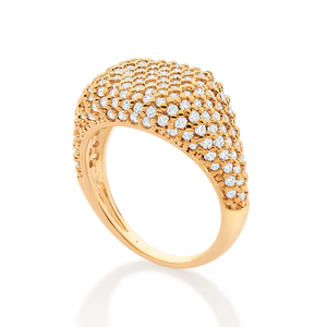 10K Gold Plated Cocktail <b>Ring</b> With Micro Pave Cubic Zirconia <b>For</b> Women's Wedding Engagement Glam Style Jewelry - Product Image 3