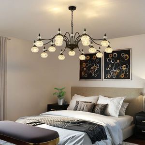 Lampadario a Sospensione Rotondo in Cristallo Nero Postmoderno per Sala da Pranzo, Soggiorno e Camera da Letto - 15 Luci - Product Image 5