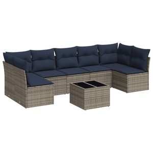Ensemble de 8 canapés de patio en rotin gris avec coussins Mobilier d'extérieur durable - Product Image 2