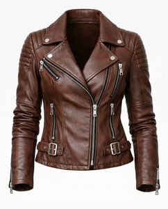 Veste en cuir vintage de haute qualité, très élégante et stylée pour femmes - Product Image 1
