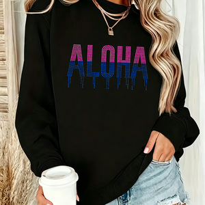 เสื้อสเวตเชิ้ตคอกลมพิมพ์ลาย Aloha Rhinestone ทรงปกติ แขนปกติ ยูนิเซ็กส์ สวมใส่สบาย ผลิตจากผ้าถัก ระบายอากาศได้ดี เป็นมิตรต่อสิ่งแวดล้อม - Product Image 6