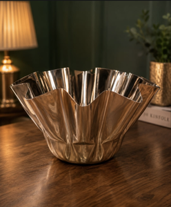 Cubo de Hielo Metálico Artesanal, Frutero Decorativo con Diseño Ondulado, Cuenco de Lujo para Servir, Centro de Mesa para Fiestas, Regalos - Product Image 5