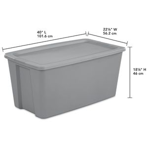 Extra <b>Large</b> 50-Gallon Durable Plastic Storage Tote with Snap-On Lid Gray-for Bulk Storage <b>Bins</b> & Boxes - Product Image 2