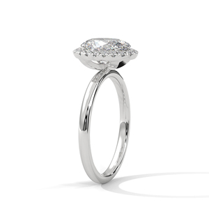 Anillo de Compromiso con Halo de Moissanita de Corte Ovalado, Oro de 14K, Diamantes Redondos Cultivados en Laboratorio, Detalles Ocultos, Joyería Nupcial Personalizable - Product Image 6