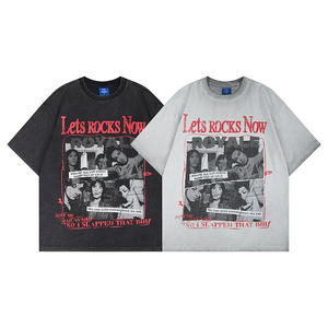 เสื้อยืดทรงบ็อกซี่ผู้ชาย พิมพ์ลายกราฟิกสตรีทแวร์ โลโก้สั่งทำจากโรงงาน ผ้าฝ้าย 100% ปักลายแบบแอพพลิเค่ แต่งลายปักแบบดิสเทรส - Product Image 5