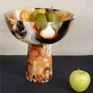 Cuenco Artesanal de Resina Verde Turquesa con Borde Festoneado Blanco, Centro de Mesa Decorativo Artístico para Mesa de Lujo y Decoración del Hogar - Product Image 3