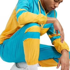 Survêtements de sport personnalisés pour hommes, ensembles de jogging zippés, pantalons d'entraînement pour hommes, coupe-vent en polyester, survêtement en nylon - Product Image 3