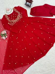 Exportador Indio: Conjunto de Fiesta Salwar Kameez de Diseño Pakistaní con Dupatta, Estilo de Alta Costura, Georgette Sintético Pesado Antiarrugas - Product Image 6