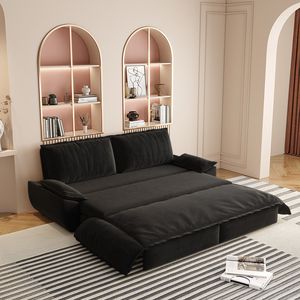 Divano letto Queen da 186 cm, convertibile 3-in-1, in velluto, nero, multifunzionale, vecchio SKU W1885S00050/W1 - Product Image 4