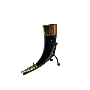Corne à bière Viking authentique de qualité supérieure avec support métallique, écologique et fabriquée à la main par Decor World Expo - Product Image 3