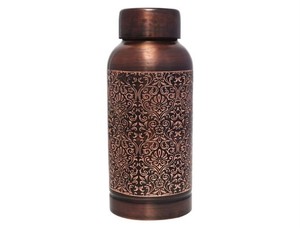 Copper Water <b>Bottle</b> with Double Wall Straw & Handle-Copper-Charged Water for Empty Stomach Health - Product Image 4