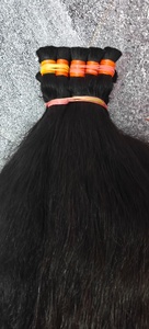 Extensiones de Cabello Humano Indio Remy, Trama Simple, Doble Trama, Extensiones a Granel, Color Negro Natural, Sin Procesamiento Químico - Product Image 2