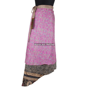 Dernier design de jupe portefeuille multicolore à imprimé floral, fabricant et grossiste de jupes portefeuille en soie, sarong de plage long en soie - Product Image 6