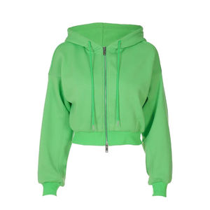 Women's Winter Hooded <b>Zip</b>-<b>Up</b> Top with Front Logo Printed 100% Cotton Breathable & Anti-Pilling Regular Length - Product Image 4