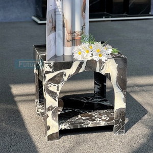 Mesa <span class=keywords><strong>Consola</strong></span> Moderna de Lujo en Mármol Negro Italiano, Extensible y <span class=keywords><strong>Convertible</strong></span>, para Entrada, Hotel o Sala de Estar - Product Image 3