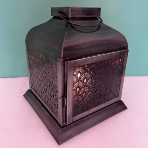 Artisan Design Decorative Iron Etched <b>Lantern</b> with <b>Black</b> Finish Model L629 - Product Image 1