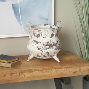 Vase en céramique gris rustique avec finition vieillie, pot texturé haut pour branches de saule - Product Image 2