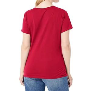 T-shirts personnalisés d'été pour femmes, col en V, manches courtes, coupe ample, en coton respirant, décontractés, unis, vierges, pour le sport - Product Image 4