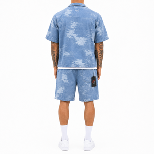 Ensemble short en jean premium pour homme – Tissu durable, chemise élégante et short assorti, coupe confortable, idéal pour l'été - Product Image 3
