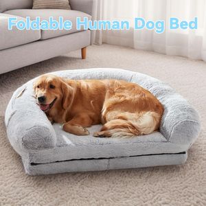 Lit orthopédique pour grands chiens 71''x43''x12'' pliable, en peluche, lavable, taille humaine, idéal pour les moments de sommeil - Product Image 6