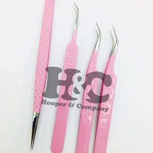 Pince à épiler rose meilleure qualité en acier inoxydable pince à épiler d'extension de cils durable pince à cils avec logo privé vison vente en gros - Product Image 3