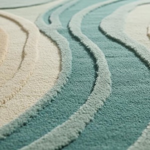 Alfombra Contemporánea Abstracta con Diseño de Olas, Alfombra Suave Hecha a Mano para Sala de Estar, Dormitorio, Decoración del Hogar, Alfombra Elegante, Duradera y Antideslizante - Product Image 6