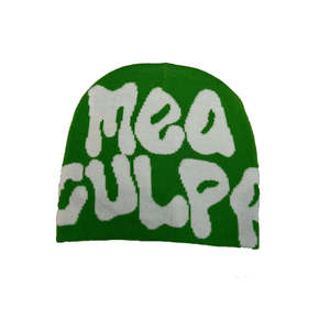 Bonnet unisexe en tricot jacquard à motif lettres blanc et bleu, style urbain, pour adulte, idéal pour l'hiver et les tenues décontractées - Product Image 4