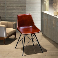 Chaises de salle à manger pivotantes en cuir PU au design moderne, cousues à la main, avec structure en tube métallique, assise en plastique amovible, pour la maison et le bureau (vente en gros)