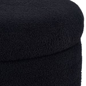 Panca ovale contenitore L8133 in velluto nero Teddy, elegante mobile per camera da letto - Product Image 5