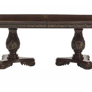 Bellissimo Tavolo da Pranzo Tradizionale Rettangolare con 2 Prolunghe, Finitura Ciliegio con Bordi Dorati - Product Image 6