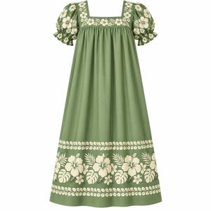 Vestido Mumu de Manga Corta, Estilo Urbano, Cintura Natural, Midi, Personalizable, Estampado Floral, Ecológico, para Mujer - Product Image 5