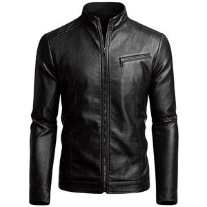 Blouson de moto matelassé vert en viscose/polyester pour homme, col montant en fourrure, fermeture éclair, manches classiques, couleur unie - Product Image 1