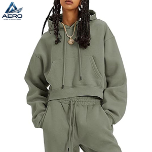 Women Pullover Tracksuit Set Casual Wear Outfits, Plain Long Sleeve <b>Top</b> Product Ladies <b>Crop</b> Hoodie And Jogger Sets - Product Image 5