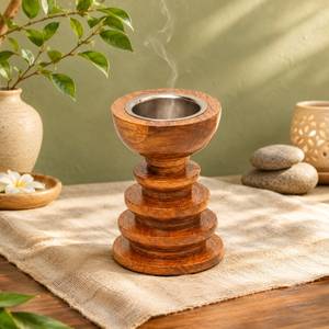 Quemador de Incienso de Madera Hecho a Mano de Lujo con Recipiente de Metal, Elegante Quemador de Fragancias para Spa, Yoga, Meditación, Decoración Moderna para el Hogar - Product Image 1
