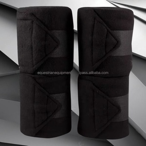 Bandages en polaire équestre noir Bottes de cheval Matériau acrylique de protection Logo personnalisé écologique Produits de soin des chevaux de marque OEM - Product Image 5