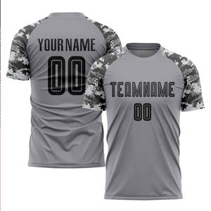 Camiseta de Fútbol Personalizada con Mangas de Camuflaje Digital Gris, Camiseta Táctica Sublimada de Secado Rápido para Entrenamiento de Equipo, Ropa Deportiva para Hombre - Product Image 1