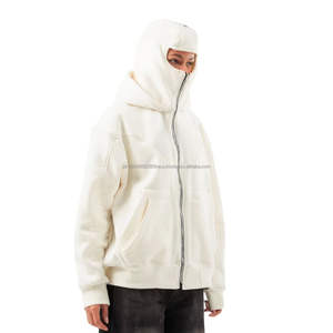 Men Black Zipper-Up Waterproof Lightweight <b>Ninja</b> Mask <b>Hoodie</b> Winter Custom Logo Printed Oversized Streetwear Balaclava Hoodies - Product Image 3