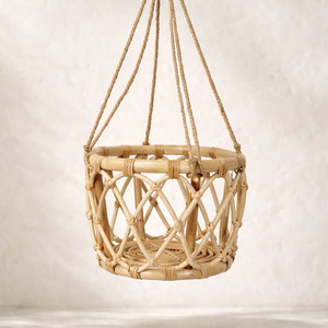 Handcrafted rattan hanging planter <b>plant</b> holder <b>basket</b> pot planters garden party decorations - Product Image 4