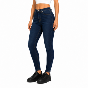 Factory Price Womens High Waist <b>Stretch</b> Skinny Jeans Slim Fit Ankle Length <b>Denim</b> Pants Plain Wholesale <b>Denim</b> Trousers Faded Wash - Product Image 5