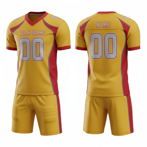 Ensemble de maillot et short de football américain personnalisé avec position du logo sur le devant, 100% polyester, antibactérien, séchage rapide, toutes saisons - Product Image 3