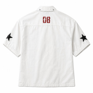Camisa Blanca con Gráficos Desgastados Estilo Y2K para Hombre, Oversize, Corte Cuadrado, Manga Corta, Abotonada, Estilo Urbano, Casual, Venta al por Mayor - Product Image 5