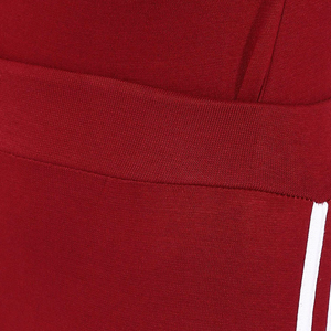 Ensemble de survêtement pour femmes, rouge, manches longues, col rond, couleur unie, respirant, en coton et élasthanne, décontracté, pour l'automne - Product Image 6