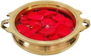 Traditional Decorative Brass Urli Bowl for Home Office Decor Floral <b>Floating</b> <b>Candle</b> Decoration - Product Image 2