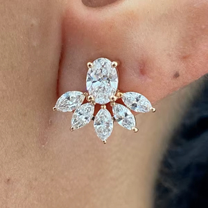 ต่างหูเพชรเลี้ยงในห้องปฏิบัติการ รับรองโดย IGI ทอง 10k 14k 18k เครื่องประดับชั้นดี ผลงานชิ้นเอก ทองคำแท้สีเหลือง สีโรสโกลด์ สีขาว วันนี้ - Product Image 1